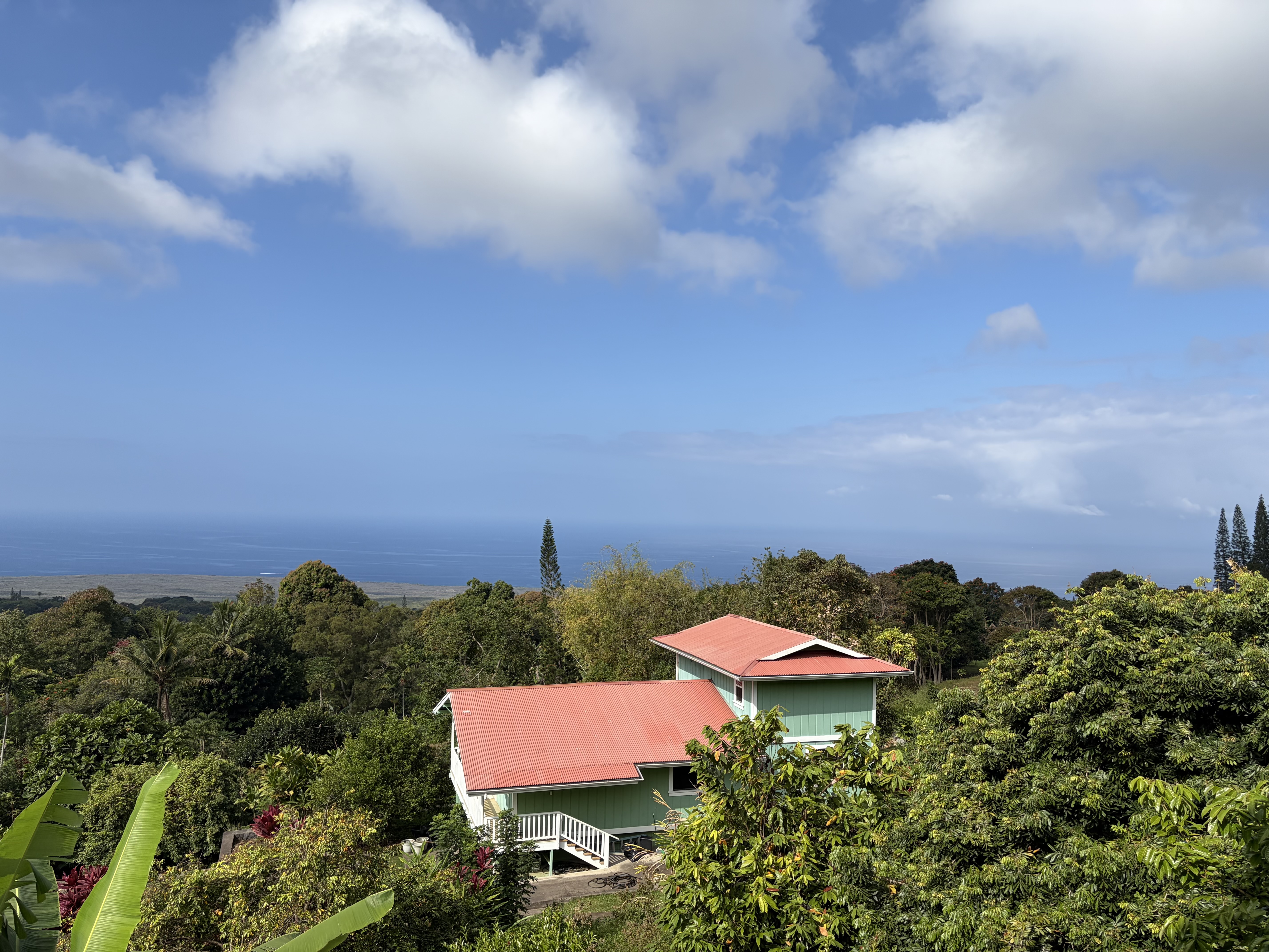 83-5477 Hawaiʻi Belt Road Captain Cook, HI 96704 - Photo 21 of 30 an aerial view of a house with a yard and lake view
