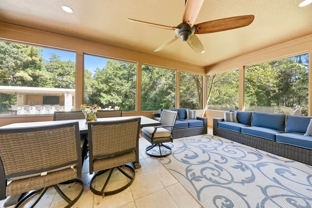 a view of a garage with furniture
