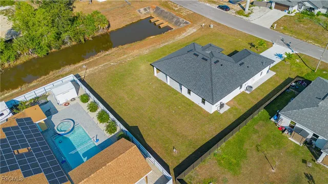 an aerial view of a house