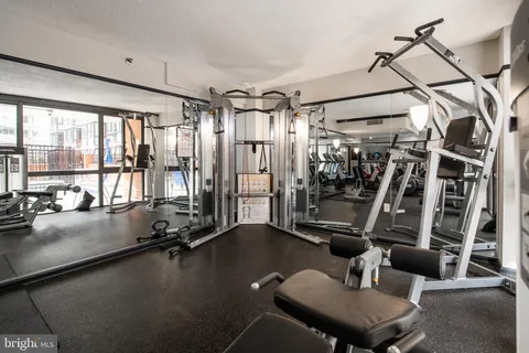 a view of a room with gym equipment