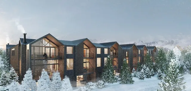 a front view of a building with glass windows