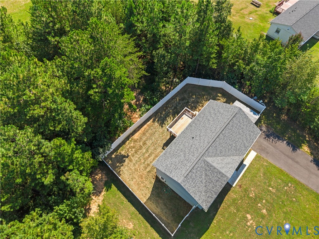 19159 Country Road Beaverdam, VA 23015 - Photo 33 of 35 Fenced backyard with wood deck and mature trees
