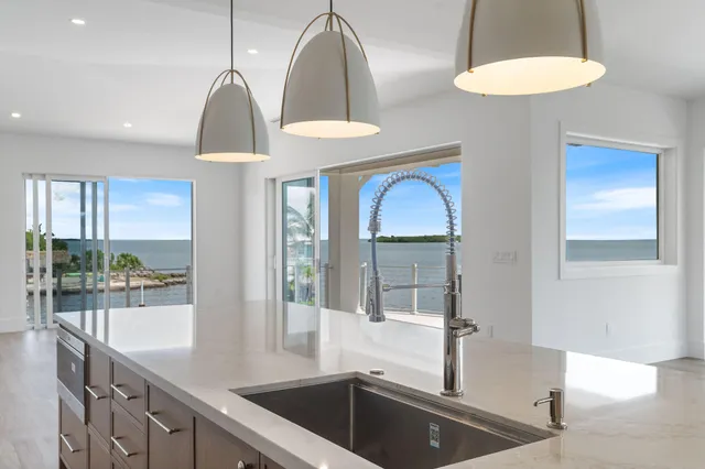 a view of a room with windows