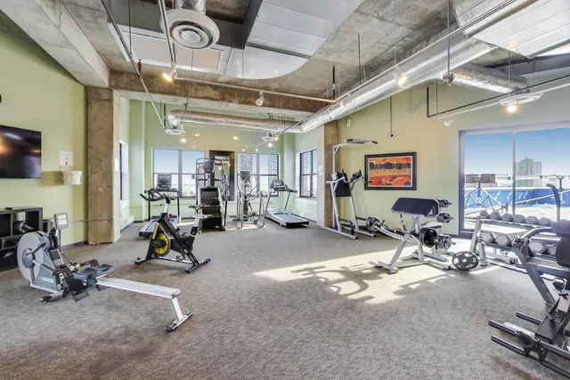 a view of a room with gym equipment