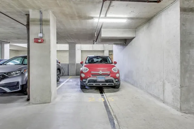 a car parked in a parking garage