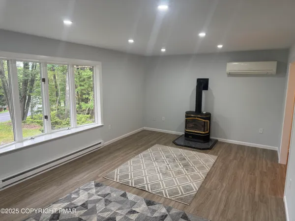 a view of a room with a window