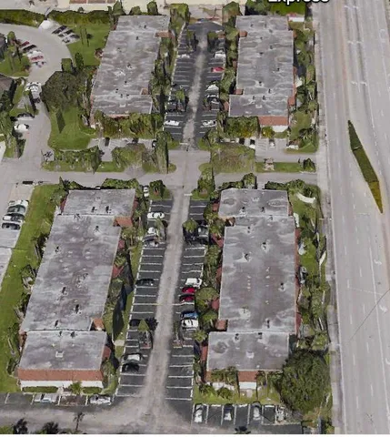 an aerial view of waterside residential houses