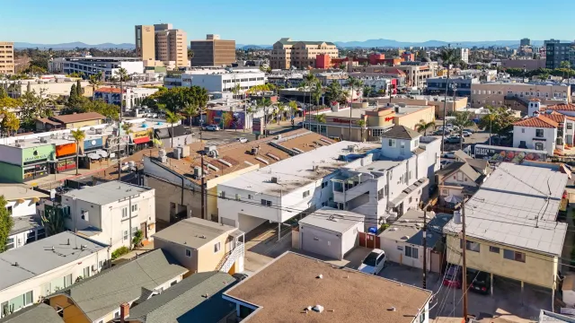an aerial view of a city