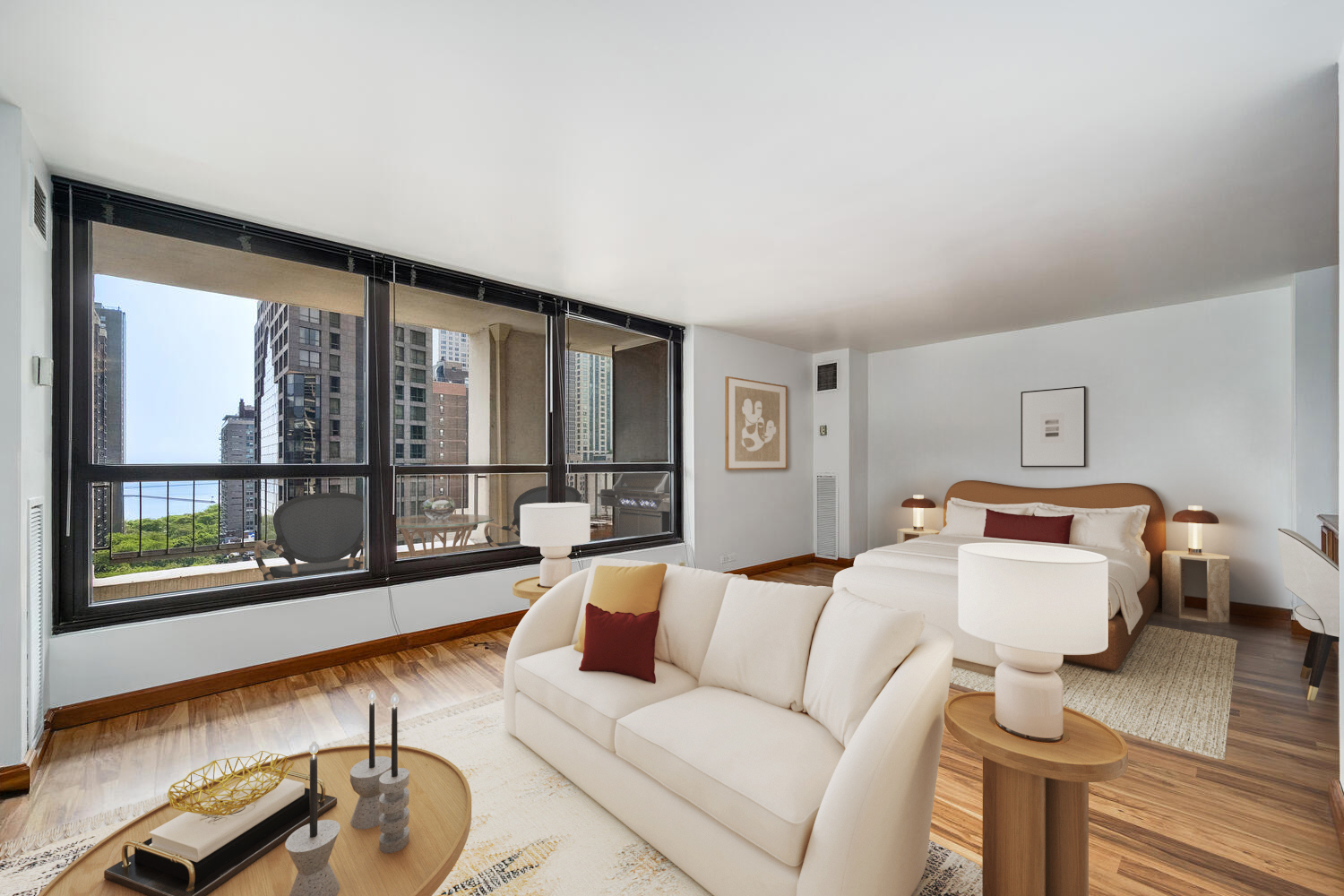 1030 North State Street, Unit 9G Chicago, IL 60610 - Photo 4 of 20 a living room with furniture and a large window