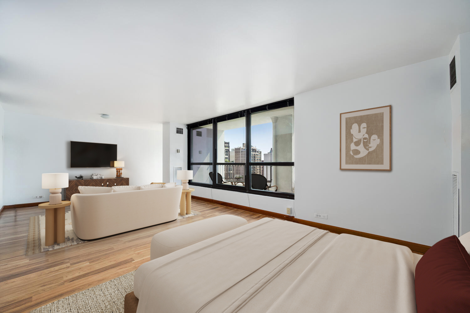 1030 North State Street, Unit 9G Chicago, IL 60610 - Photo 8 of 20 a living room with furniture and a flat screen tv