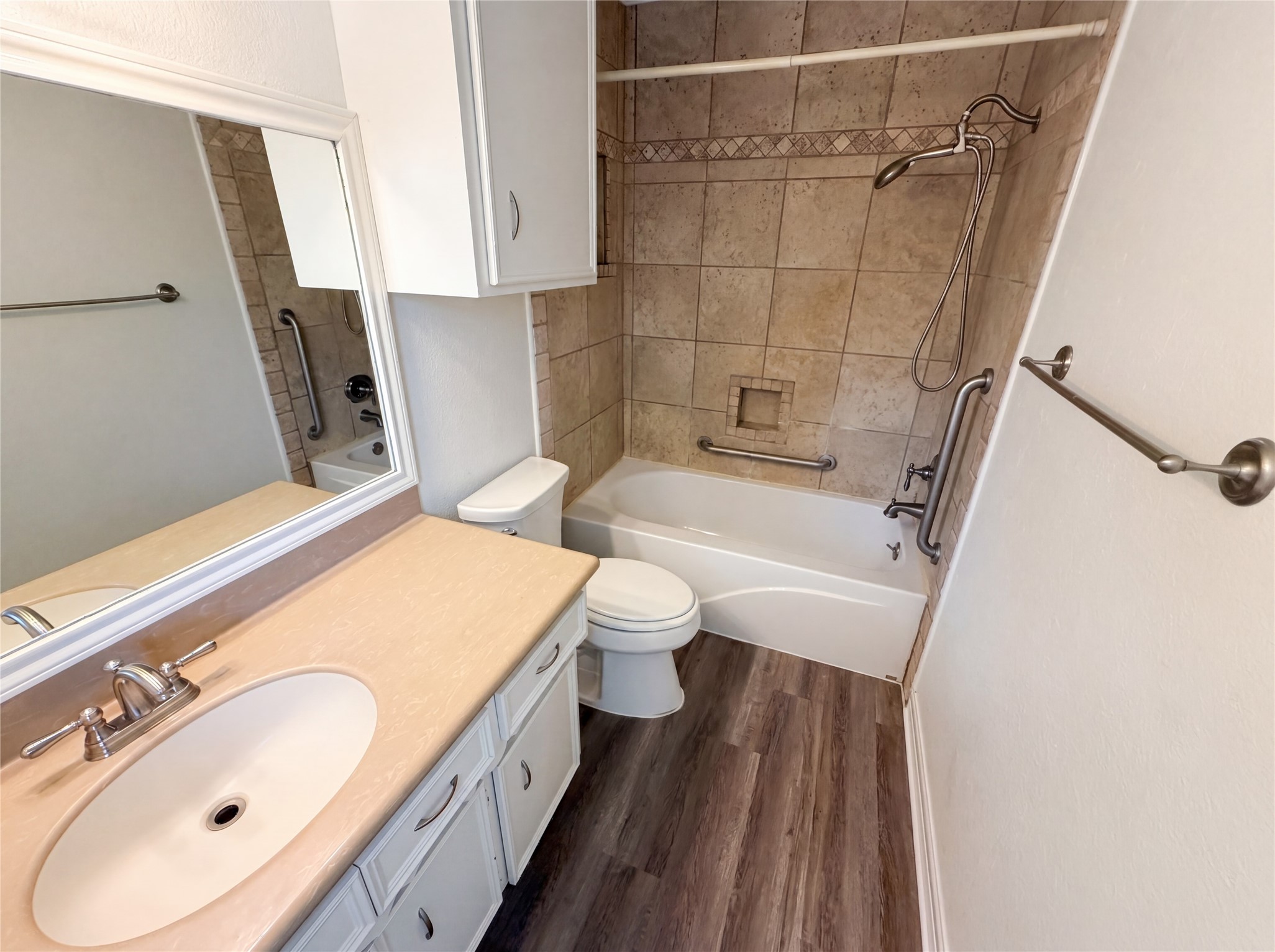342 Queenstown Road Houston, TX 77015 - Photo 9 of 22 a bathroom with a sink a toilet and shower