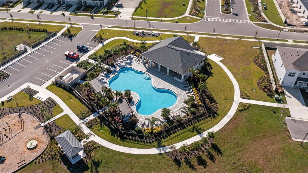31336 Paper Birch Street Wesley Chapel, FL 33545 - Photo 36 of 38 a view of a swimming pool with a dining table and chairs