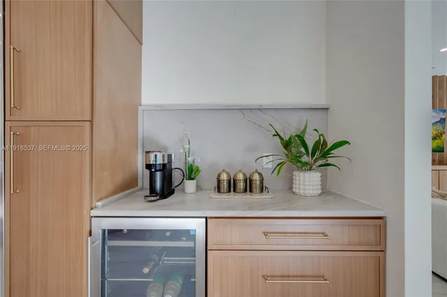 a bathroom with a shower and a mirror