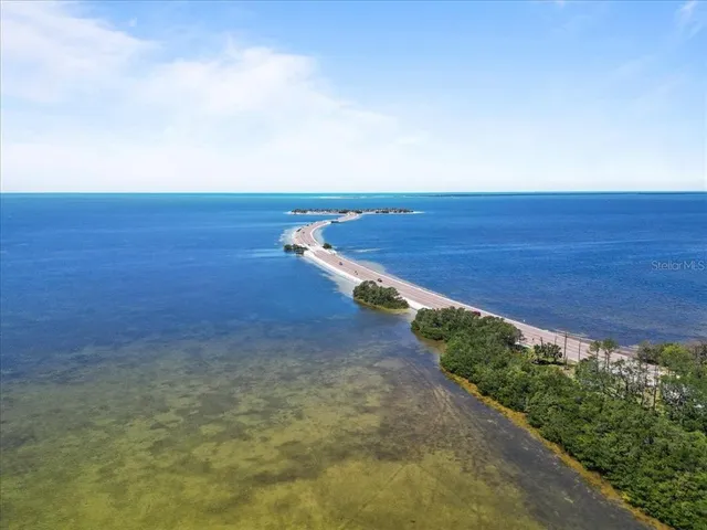 a view of a field with an ocean