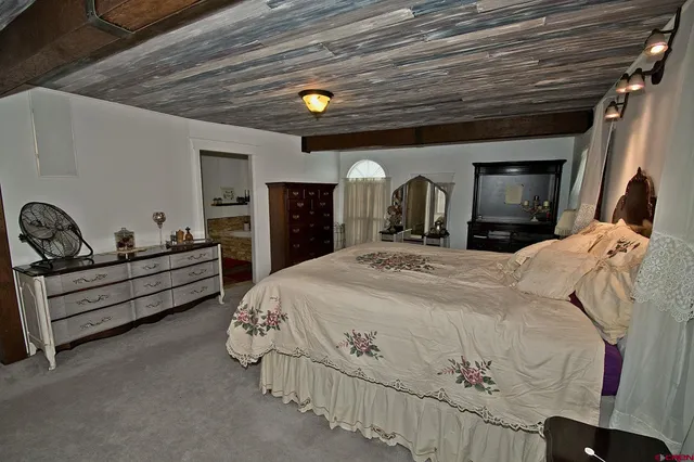 a bed room with a bed and a tv