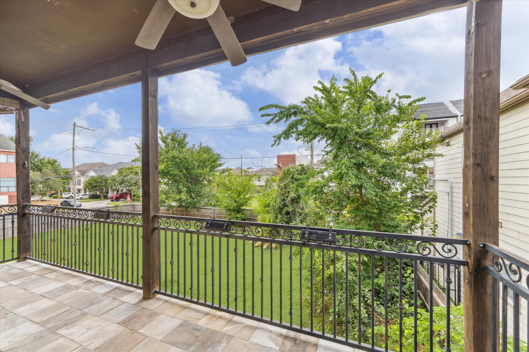 1512 Thompson Street, Unit 3 Houston, TX 77007 - Photo 27 of 32 This photo showcases a spacious balcony located off the kitchen/dining room on the 2nd floor. Perfect for outdoor relaxation and entertaining.