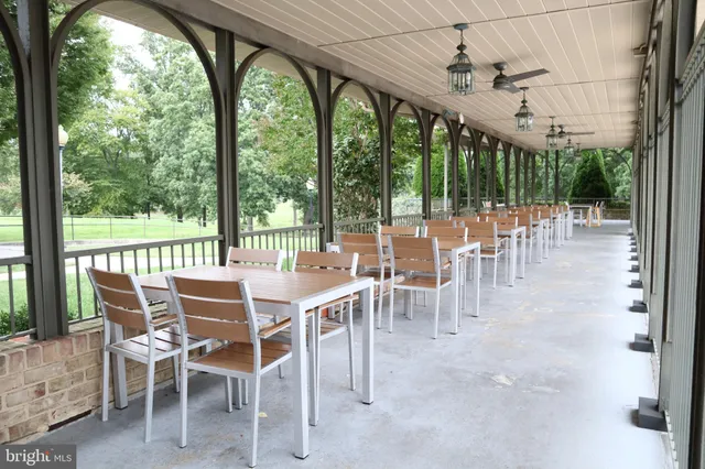 a dining room with furniture