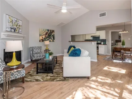 a living room with furniture and a couch