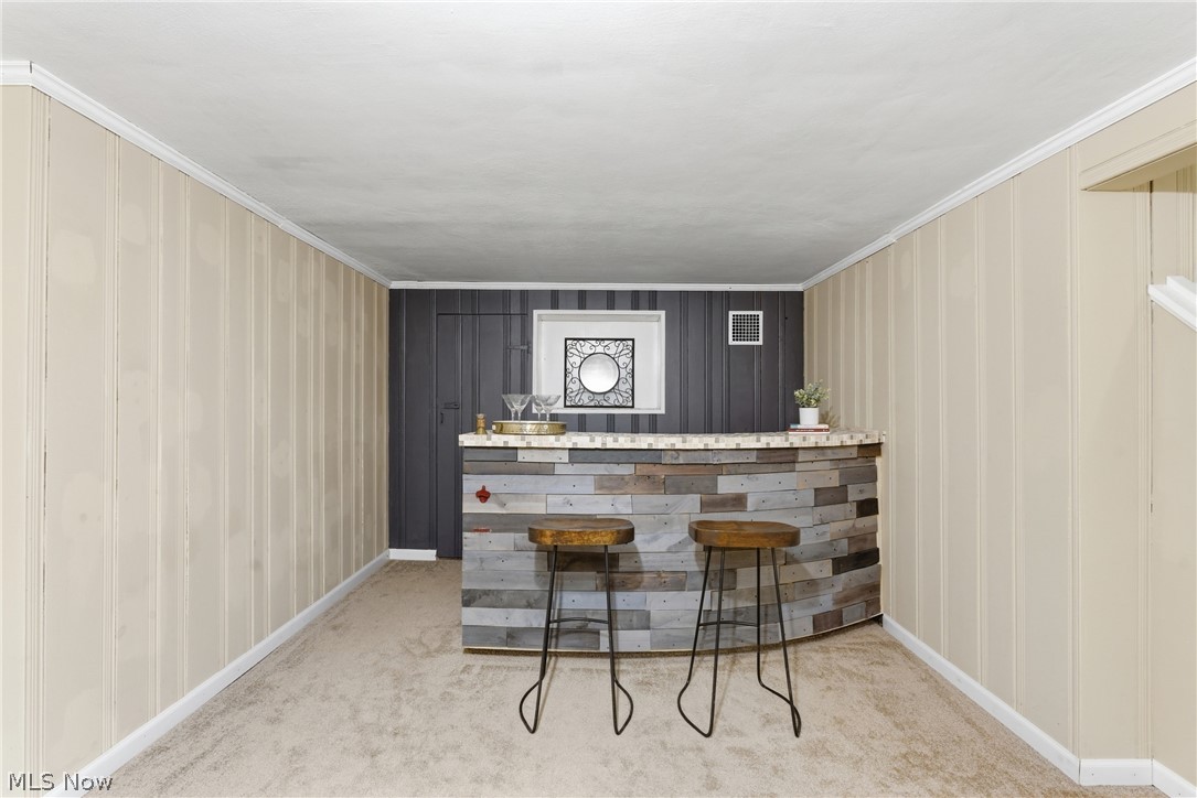 2552 Channing Road Cleveland, OH 44118 - Photo 23 of 33 Lower level rec room featuring wet bar and carpet.