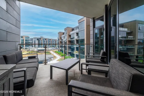 a view of a terrace with couches