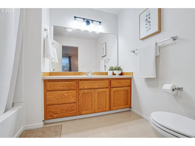 a bathroom with a sink a toilet and mirror