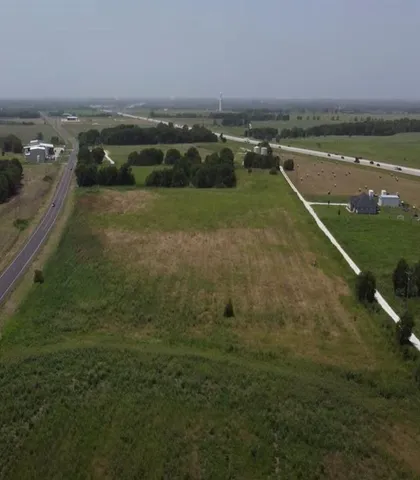 a view of a lake with a city