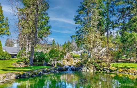 a view of a lake with houses