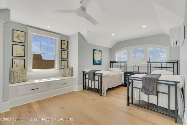 a view of a balcony furniture and wooden floor