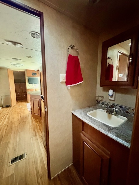 5-308 Woodhaven Sublette, IL 61367 - Photo 22 of 30 a en suite bathroom with a granite countertop sink and a mirror