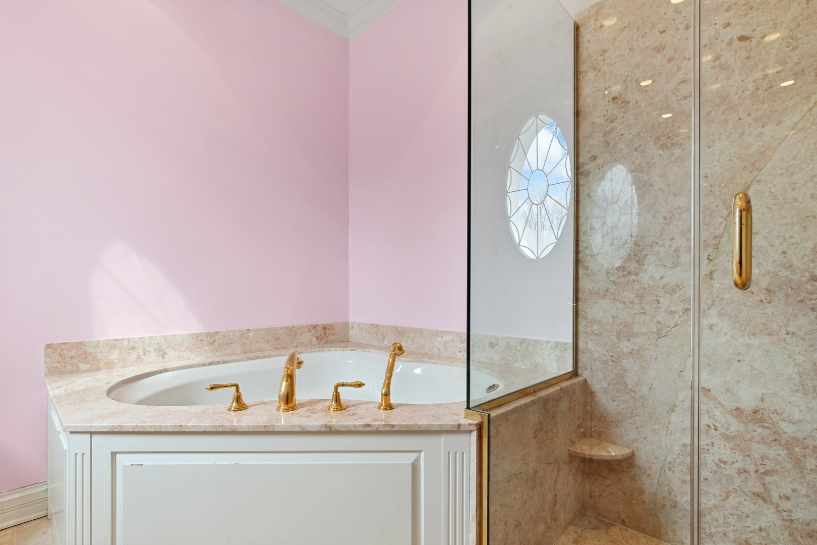 100 Pembroke Drive Lake Forest, IL 60045 - Photo 36 of 56 a bathroom with a granite countertop sink a mirror and shower
