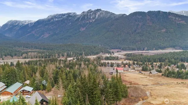 a view of a lake with a mountain in the background