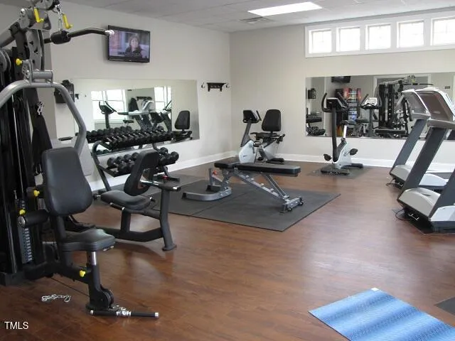 a view of a room with gym equipment