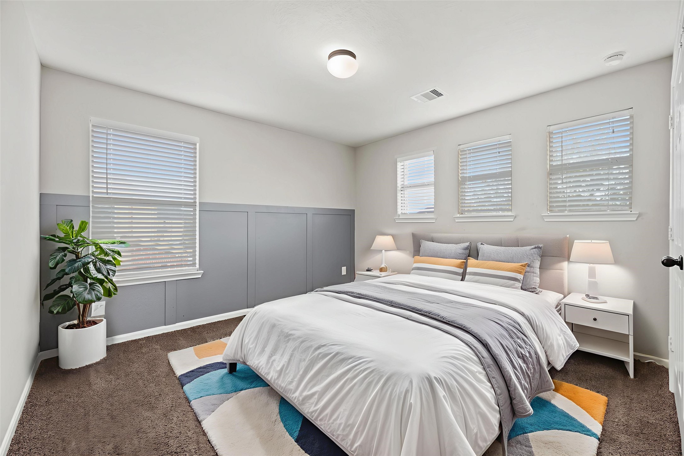 4103 Sherry Mist Lane Katy, TX 77449 - Photo 13 of 19 This inviting third bedroom offers a comfortable retreat with plush carpeting, multiple windows for soft natural light and a versatile layout ideal for a guest room, child’s room, or home office. Clean lines and neutral tones make it easy to personalize to fit your lifestyle. Virtually staged so you can imagine the possibilities.