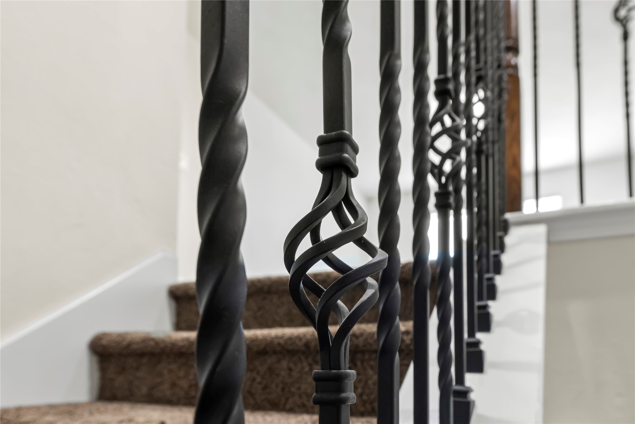 4103 Sherry Mist Lane Katy, TX 77449 - Photo 3 of 19 This close-up highlights the home’s wrought-iron stair railing, adding a touch of character and craftsmanship to the interior. Thoughtful architectural details like this elevate the overall design and create a polished, timeless look.