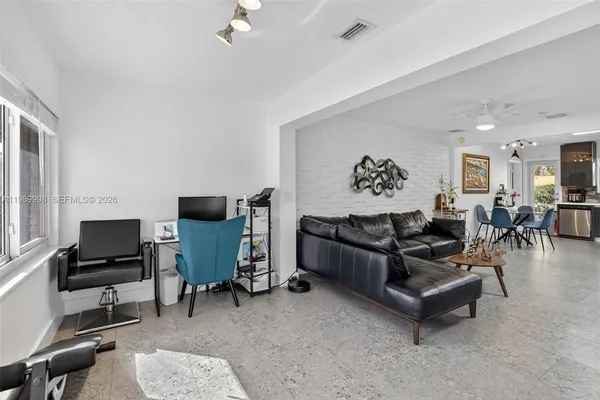 a living room with furniture