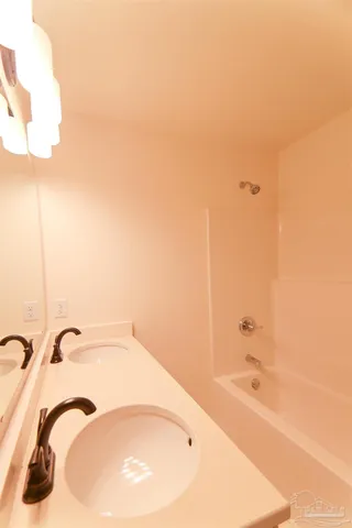 a bathroom with a bathtub
