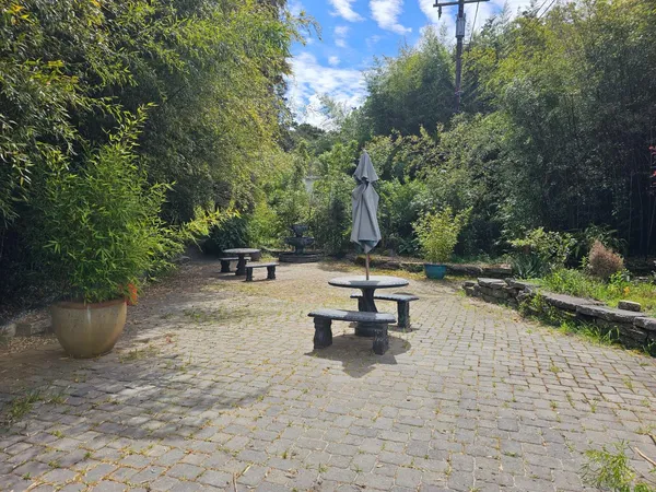 an empty room with windows and cabinet