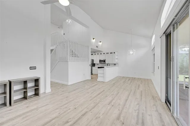 a view of kitchen with wooden floor