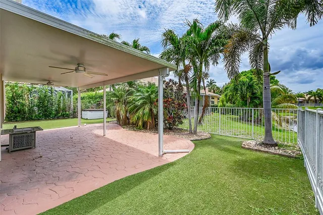 a view of a park with a slide