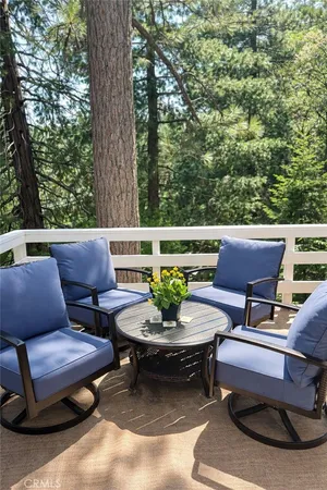 a view of a patio with couches chairs and a potted plant