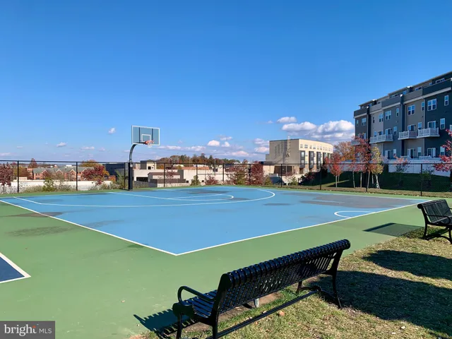 a view of a park with swings