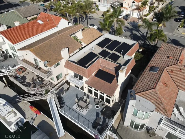 an aerial view of a balcony with stove