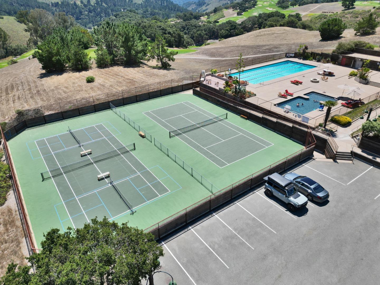 8380 Monterra Views Monterey, CA 93940 - Photo 43 of 45 an aerial view of a tennis ground pool patio and mountain view