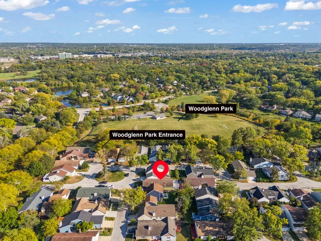 a view of a swimming pool and an outdoor space