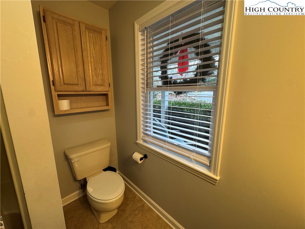 387 Tarry Acres Circle Blowing Rock, NC 28605 - Photo 21 of 41 a bathroom with a toilet and a shower curtain
