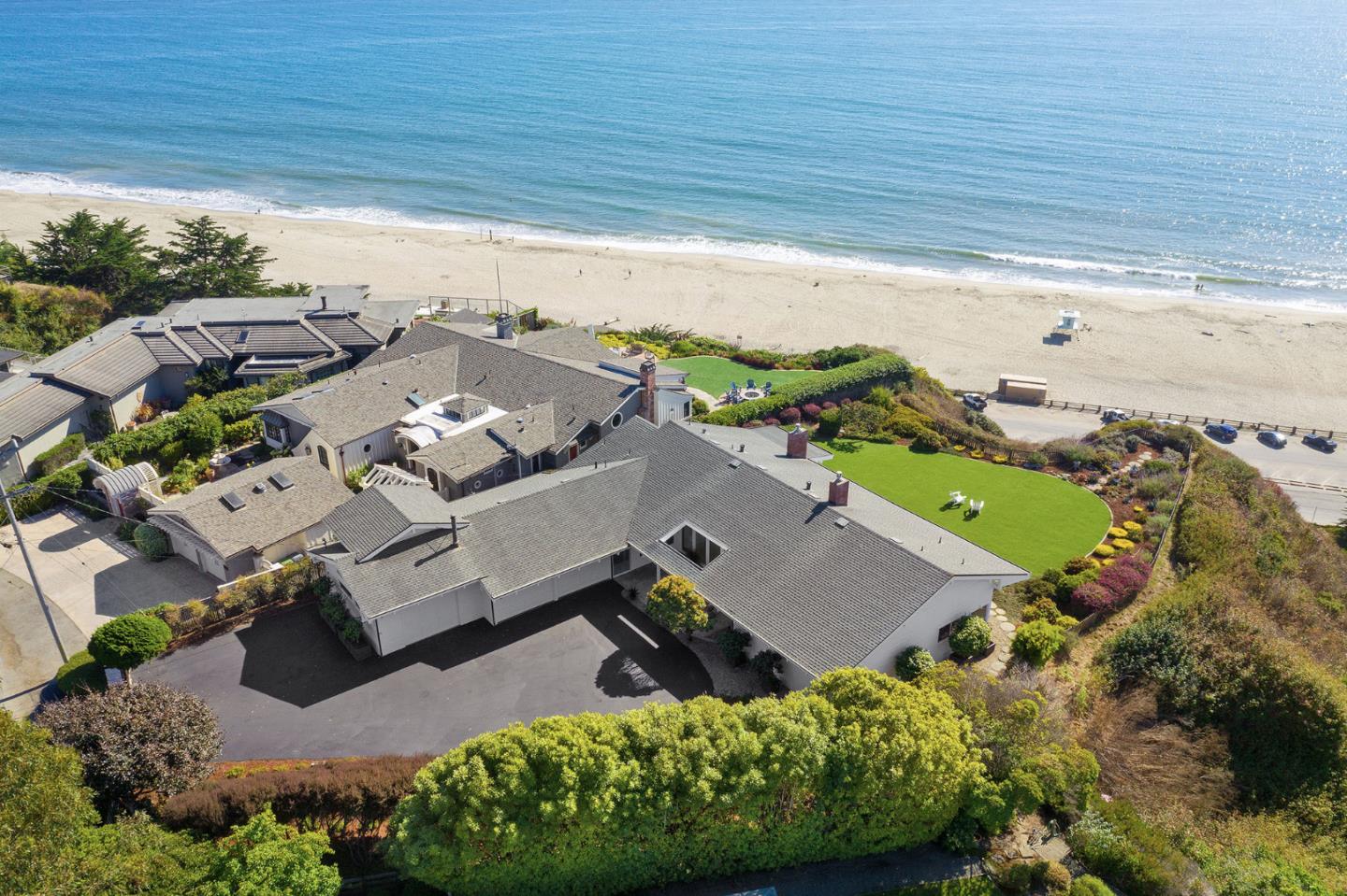 532 Bayview Drive Aptos, CA 95003 - Photo 2 of 47 an aerial view of a house with a garden and mountain view in back