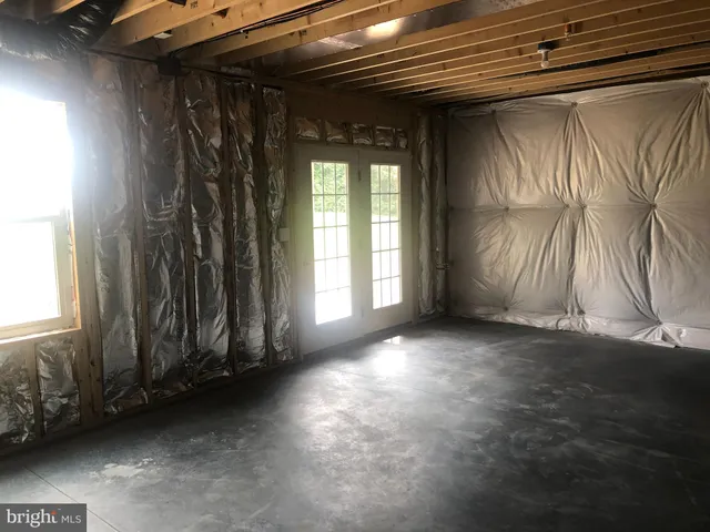 a view of a room with a door