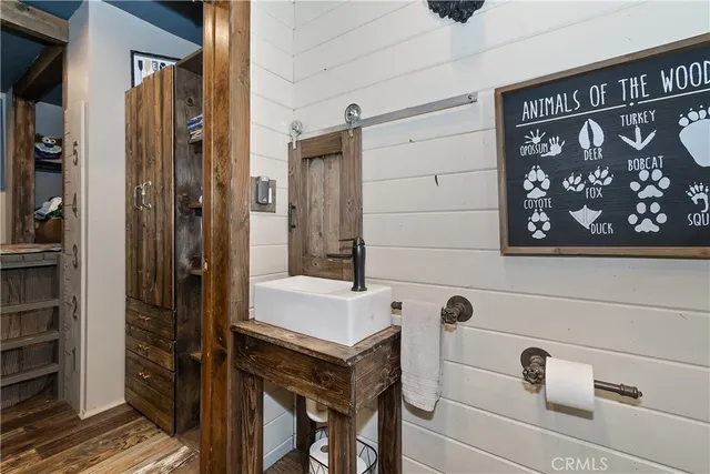 a bathroom with a shower and a sink