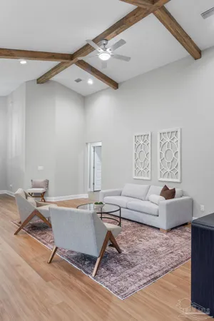 a living room with a couch and a coffee table
