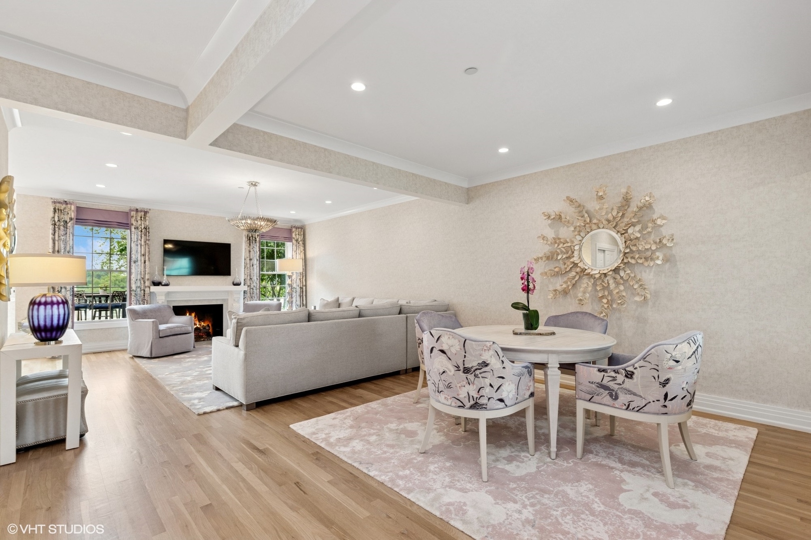 37 Harborside Way Hawthorn Woods, IL 60047 - Photo 3 of 28 a living room with furniture a flat screen tv and a fireplace